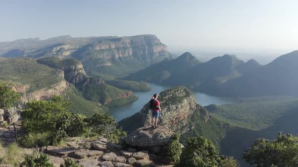 Aerial View of a person watching Blyde River Canyon Nature Reserve South Africa.