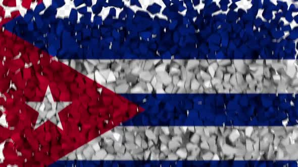 Cuba Flag Breaking Rocks Transition