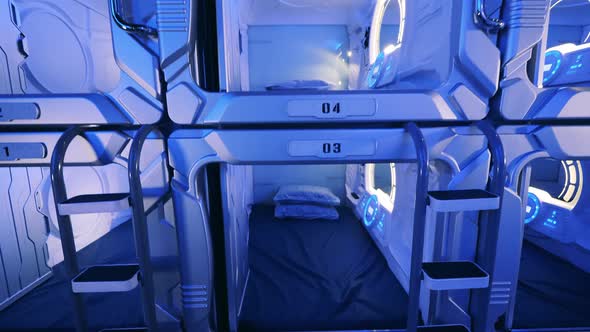 Capsule Hotel with Multiple Empty Rooms