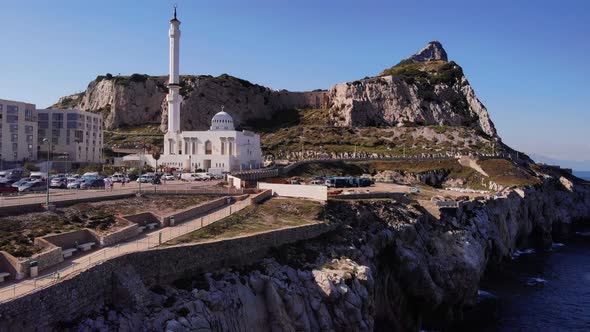 Engineer Promenade And Ibrahim-al-Ibrahim Mosque On The Rugged Cliffs Of Europa Point In Gibraltar.