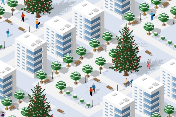 Winter Christmas Tree Seamless Background