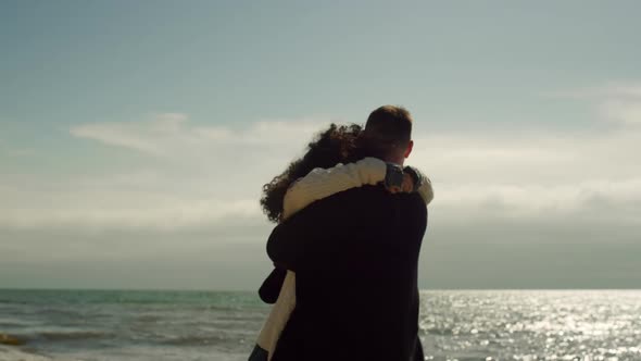 Loving Couple Enjoying Sea Beach