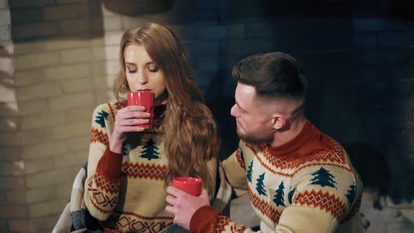 Couple in love drinking tea.