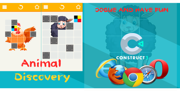 Animal Discovery Html5 (Puzzle Game) - (Includes C3P Construct 3 Source Code)