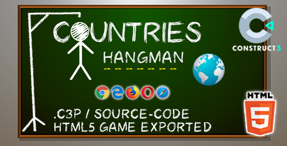 Countries Hangman Html5 Game - Construct 3 All Source-Code (.C3P)