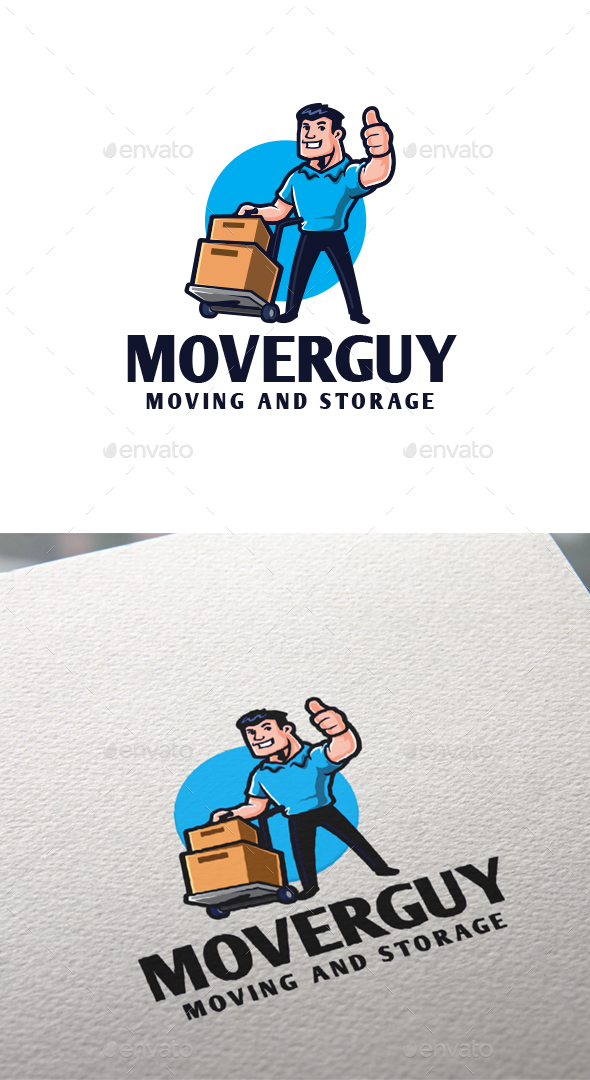 Cartoon Mover Guy Character Mascot Logo