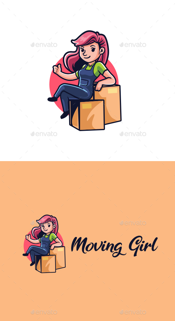 Cartoon Move Girl Mascot Logo