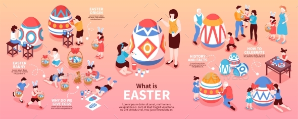 Easter Isometric Infographics