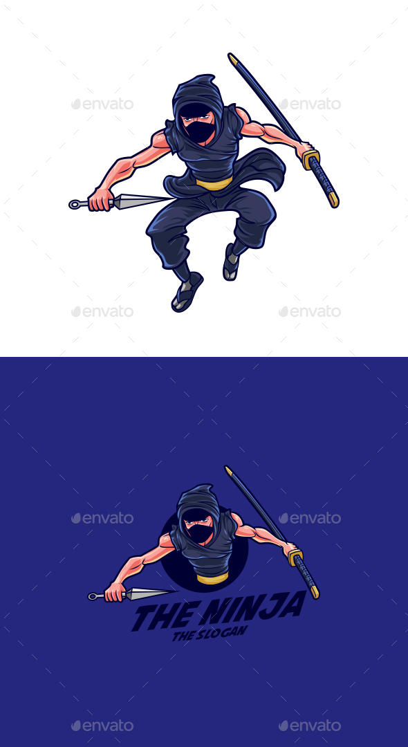 Cartoon The Ninja Character Mascot Logo