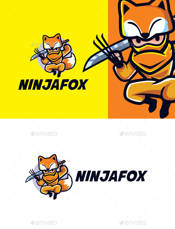 Cartoon Ninja Fox Character Mascot Logo