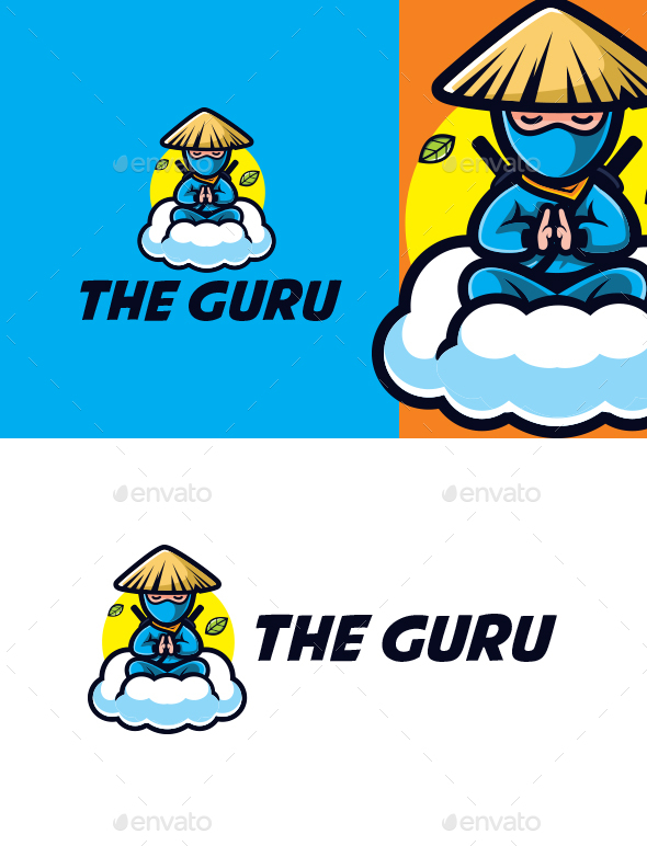 Cartoon NInja Guru Character Logo Templates