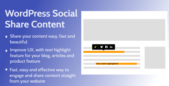 WordPress Social Share Content And Highlight Text