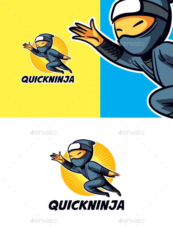 Cartoon Quick NInja Character Mascot Logo