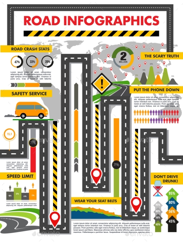 Road Transport Infographics Vector Info Template