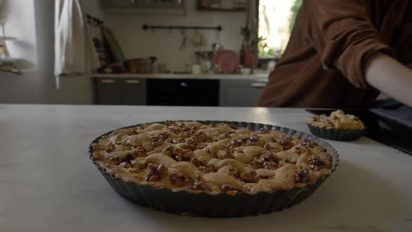 video of walnut cake on the kitchen table at kitchen