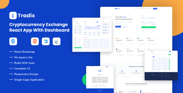 Tradix - Cryptocurrency Exchange React + Nextjs App with Dashboard