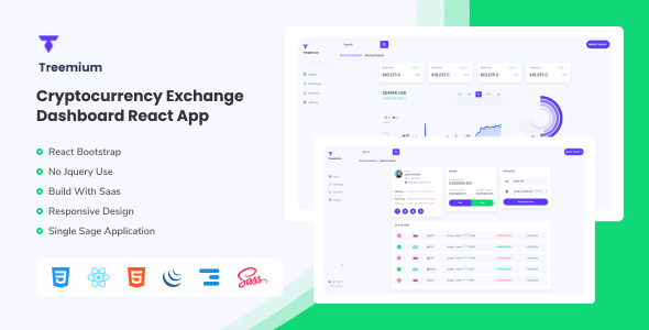 Treemium - Cryptocurrency Exchange Dashboard React App