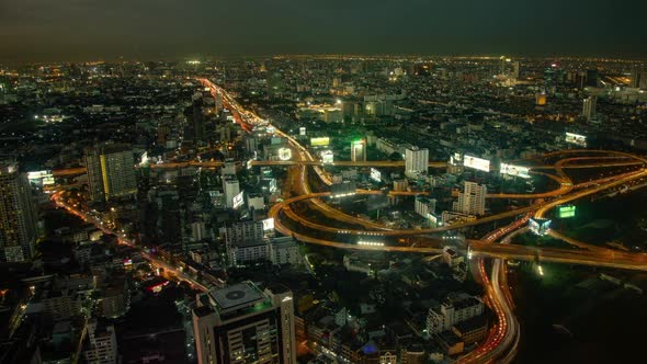 Bangkok Thailand At Night Time Lapse