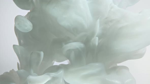 White Nacreous Paint in Water Against White Background alt