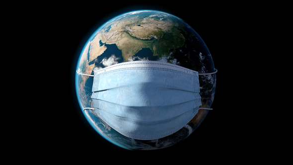 Planet Earth with Protective Mask