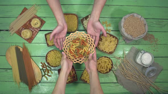 Set of Different Types of Rasta and Noodles.