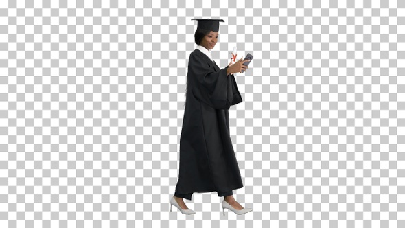 Smiling African American female graduate, Alpha Channel