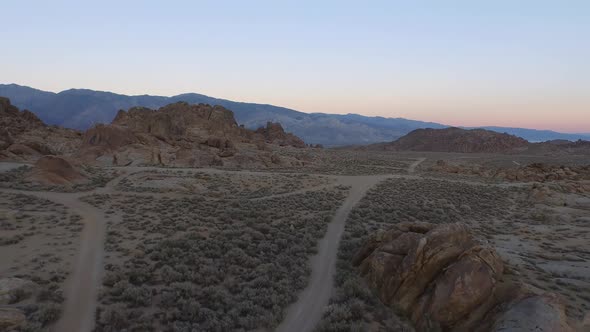 Aerial shot of scenic mountainous desert.