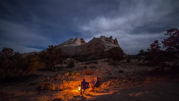 Time Lapse of People around Campfire