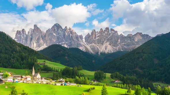 Time Lapse St Maddalena Dolomites Italy Landscape