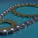 Stainless Steel Chain With Two Gold Gears - VideoHive Item for Sale