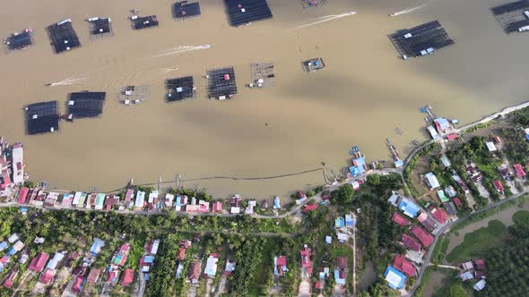 Aerial view Kuala Kurau kelong fish farm