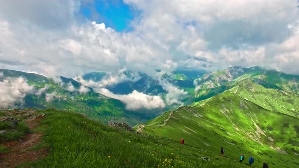 View from the top of Kasprowy wierch to the valley in the summer, Poland