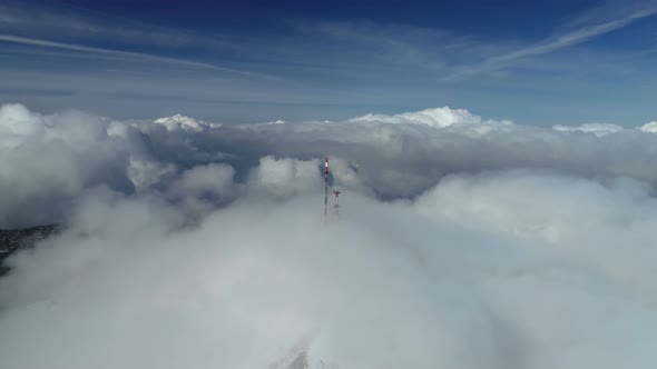 Stunning Mountain Winter Landscape of Stirovnik Peak with Telecommunication Tower, the Highest