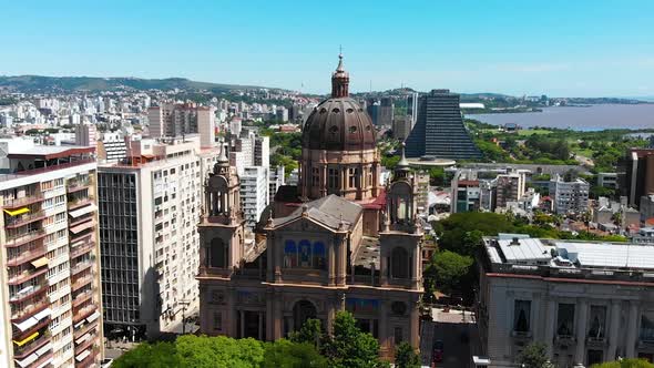 Cathedral, Matriz Square (Porto Alegre, Rio Grande do Sul, Brazil) aerial view