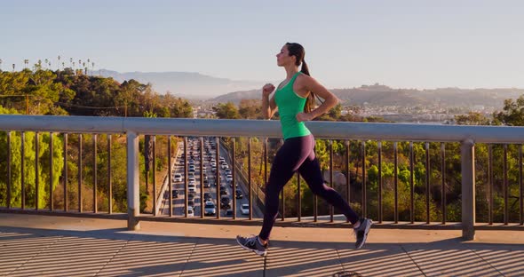 Athletic Woman Running Slow Motion