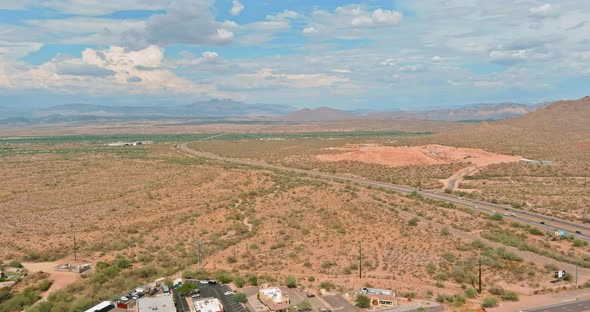 Panorama the Aerial View of a Fountain Hills Small Town Near Mountain Desert of Residential Suburban