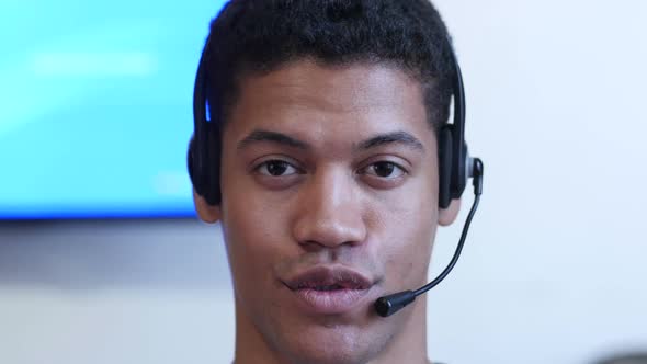 Black Man Talking With Customer, Call Center