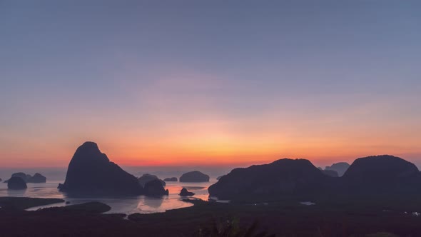 Timelapse Before Sunrise At Archipelago In Phang Nga