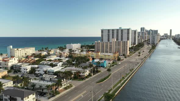 Aerial Video South Ocean Drive Hollywood Fl Usa