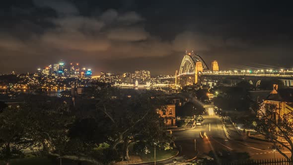 Sydney Harbour Bridge at night timelapse
