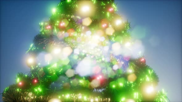 Joyful Studio Shot of a Christmas Tree with Colorful Lights