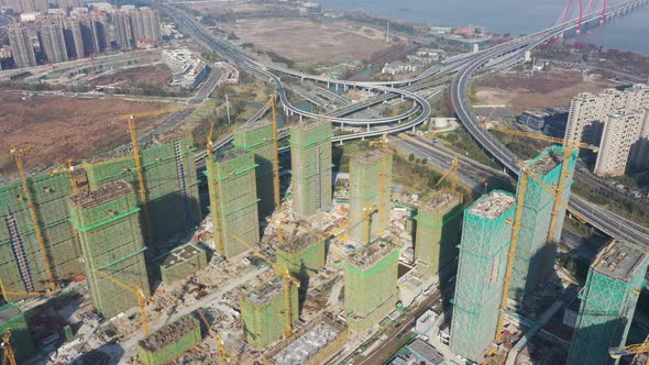 Construction site in city