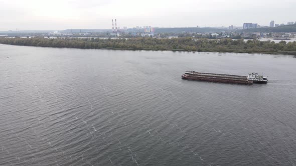 The Main River of Ukraine - Dnipro Near Kyiv. Slow Motion