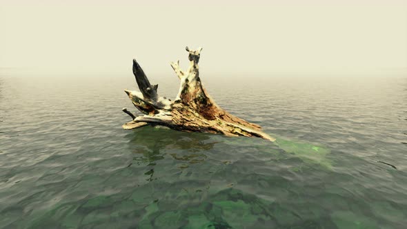 Dead Oak Tree in the Atlantic Ocean Water