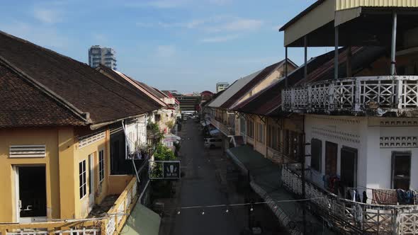 Aerial view of residential district in Battambang, Cambodia.