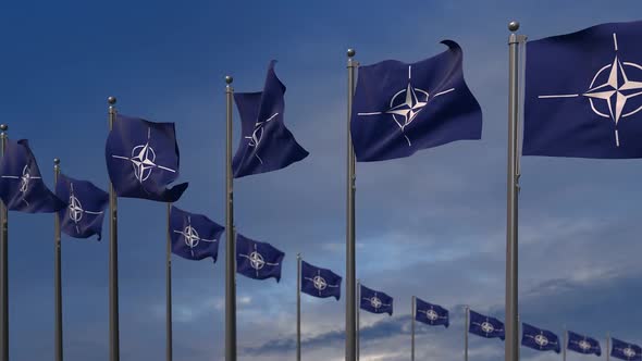 The Nato Flags Waving In The Wind  2K