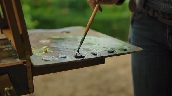 The Palette of the Female Artist Outdoor in Park