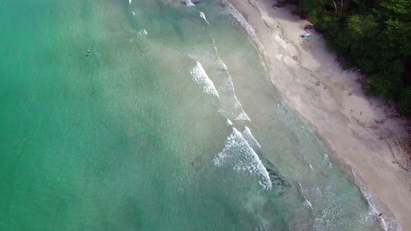 Aerial drone view of Punta Uva At Cahuita, Costa Rica. Tropical Beach. 4K video