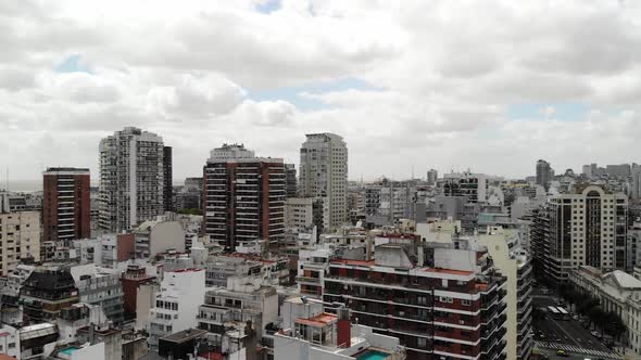 Aerial Panoramic View of the Skyline in Las Heras Park.