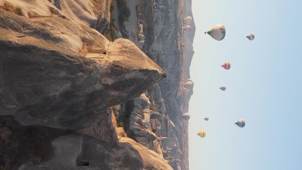 Balloons in Cappadocia Vertical Video Slow Motion